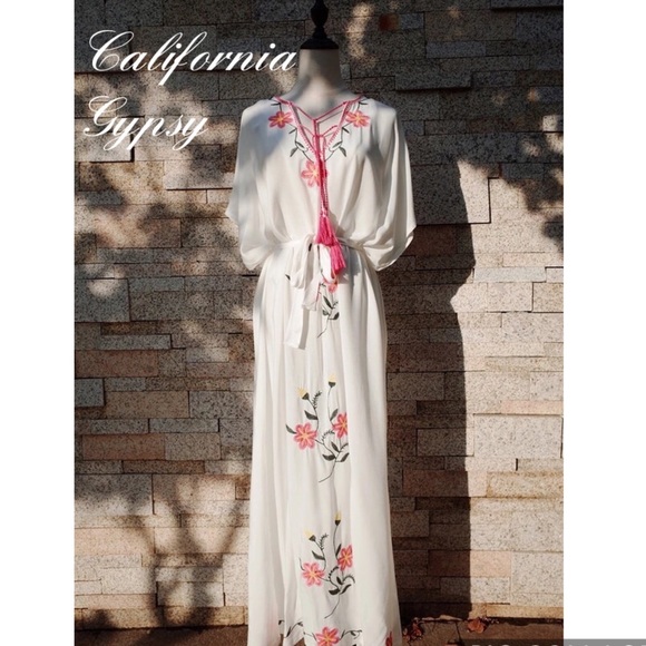 Boho Coachella Gypsy Hippie embroidered dress - Picture 2 of 6